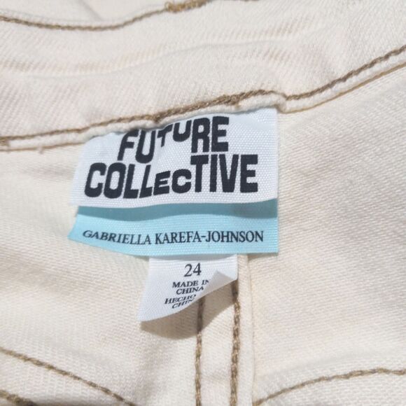 Future Collective with Gabriella High Rise Flare Denim Pants-Size 24-Cream-NEW - Picture 8 of 10